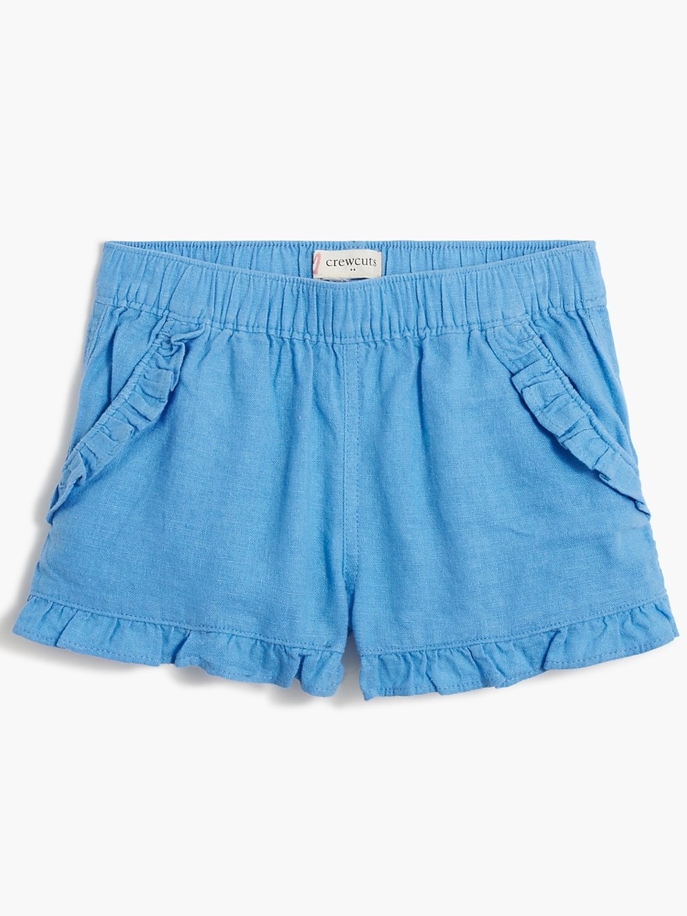 J. Crew Crewcuts Girls' Linen-Blend Ruffle Pull-On Short in Mountain Blue Sz 4